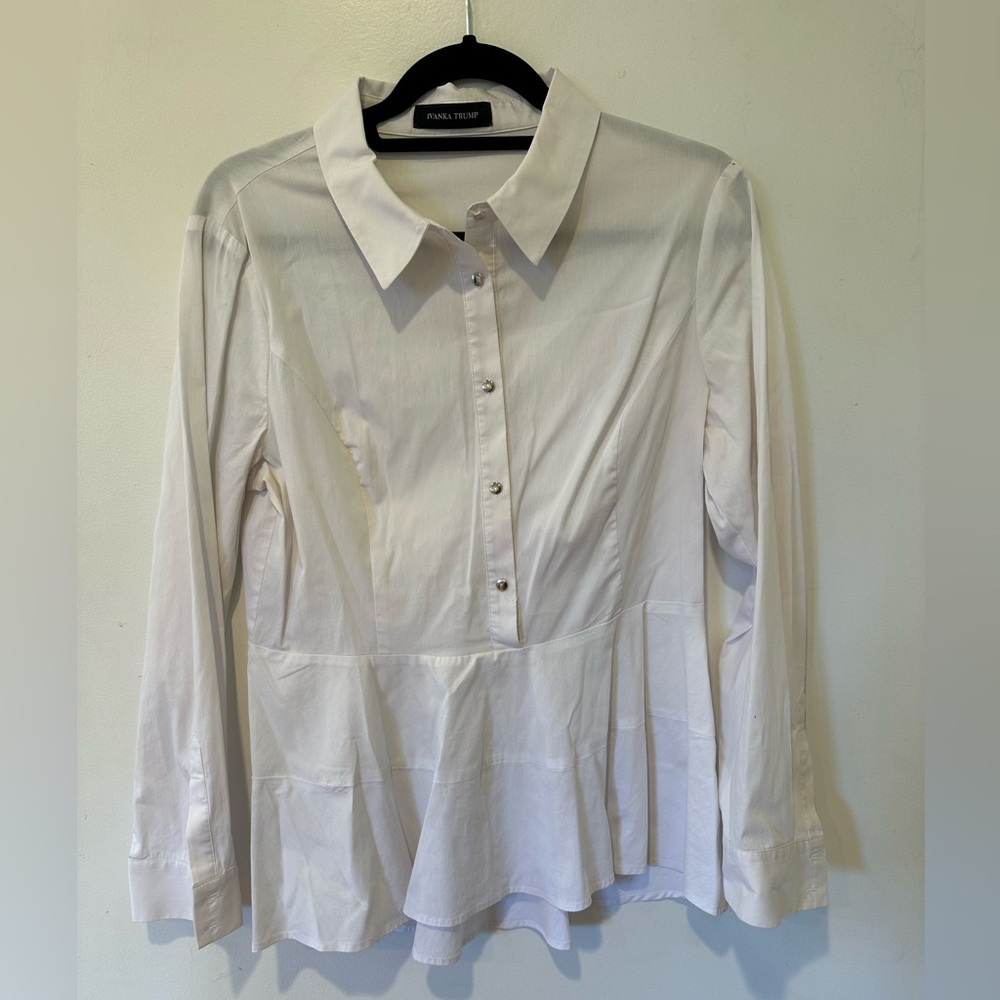 Ivanka Trump White Long-Sleeve Button Down Blouse